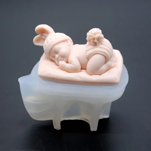 Molde de Resina y Jabón de Silicona para Bebé que Duerme - Moldes de Retrato y Vela, Suministros para Manualidades jabón-somnoliento-bebé