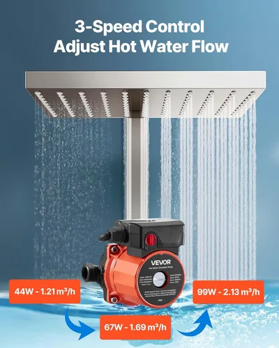 Miniatura 3 de VEVOR Bomba de Recirculación de Agua Caliente, 10 GPM, Sistema de Bomba Circuladora de Circulación Instantánea, Control de 3 Velocidades, 0.13 HP