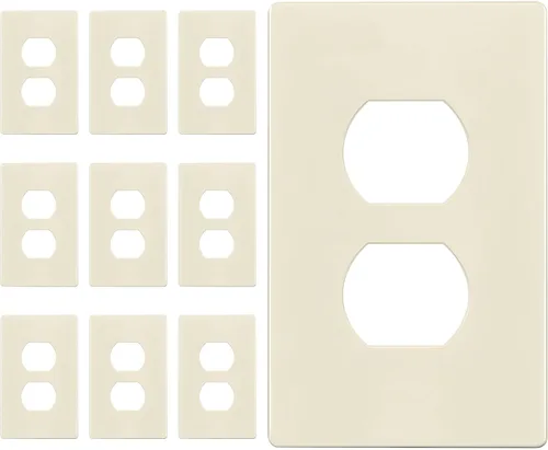 Miniatura 15 de ENERLITES Placa de pared de salida de receptáculo dúplex de tamaño mediano, placas de cubiertas de toma de corriente, tamaño medio de 1 banda, 4.88