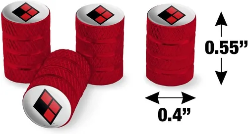 Miniatura 4 de Harley Quinn Diamond Logo Llanta Llanta Llanta Tapones de Válvula de Aluminio Rojo