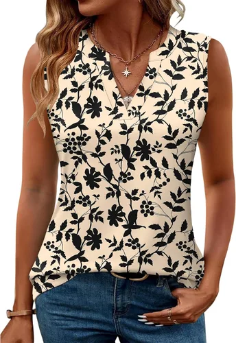 Miniatura 47 de Romanstii Camisas sin mangas para mujer, estilo casual, de verano, cuello en V, blusas elegantes, túnica