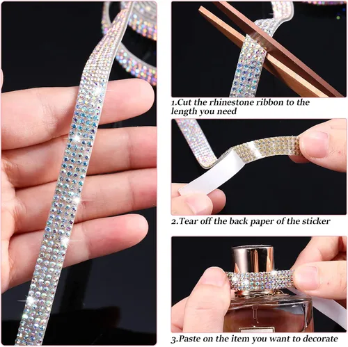 Miniatura 4 de Outus Rollo de cinta de diamantes de imitación de cristal autoadhesiva con diamantes de imitación para decoración de San Valentín, cumpleaños