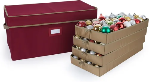Miniatura 14 de Covermates Keepsakes – Caja de almacenamiento ajustable de 72 piezas – Capacidad para adornos de 4 pulgadas – Resistente – Asas – apilables
