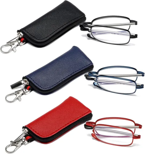 Miniatura 9 de Gafas de lectura plegables para hombres y mujeres, llavero compacto para lectores con luz azul, anteojos portátiles de bolsillo