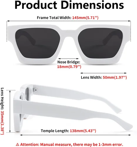 Miniatura 7 de FEISEDY Gafas de sol cuadradas retro de los años 90 para mujeres y hombres, gafas de sol rectangulares gruesas de moda con protección UV400 B2385