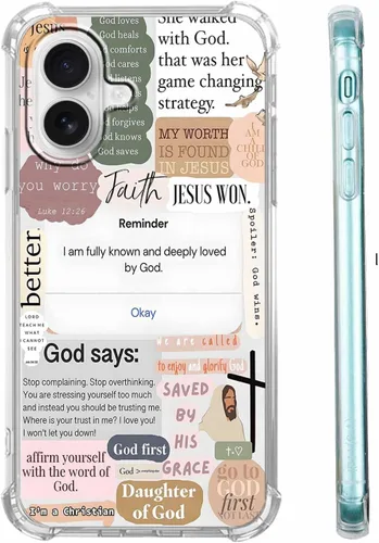 Miniatura 51 de Funda para Celular con Versículos de la Biblia, Colocación de Citas Cristianas de Jesús, Diseño Collage, Funda Protectora Suave de TPU de Moda