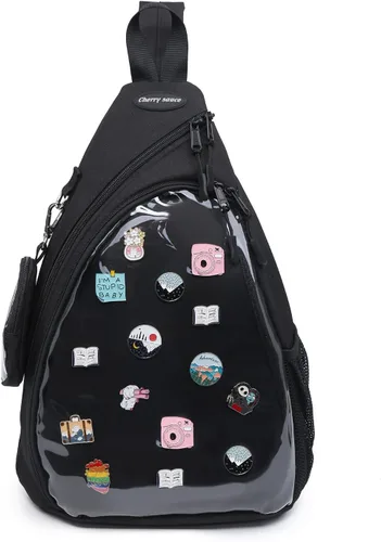 Miniatura 16 de Bolsa Oxford Ita Kawaii con Pin de visualización, mochila de pecho, mochila de un solo hombro, mochila deportiva, mochila para senderismo, mochila