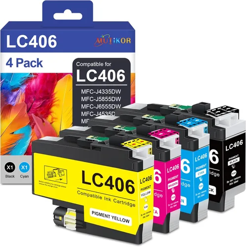 Paquete combinado de cartuchos de tinta compatibles LC406 de repuesto para Brother LC406 para impresoras MFC-J4335DW MFC-J4335DW XL MFC-J6555DW