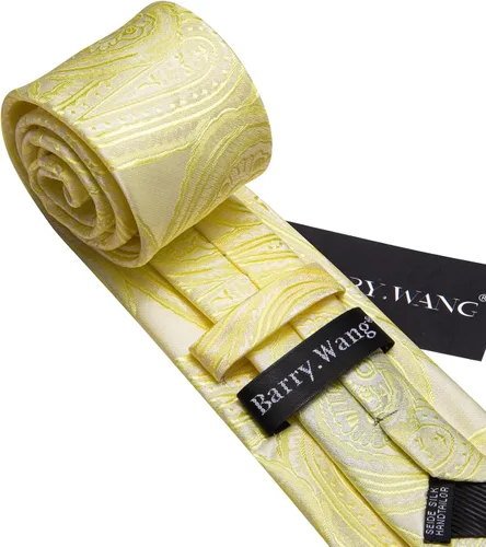 Miniatura 23 de Barry.Wang - Juego de corbata de seda para hombre, diseño de cachemira, pañuelo y gemelos de bolsillo