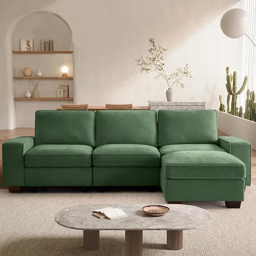 Miniatura 46 de TEKAMON Sofá Modular de 100" con Almacenamiento en los Asientos, Cómodo Sofá de Tela Chenilla de 3 Plazas para Sala de Estar, Oficina, Apartamento
