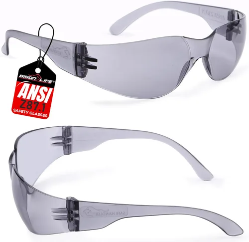 Miniatura 6 de BISON LIFE - Lentes de seguridad con protección envolvente resistente a arañazos, lente de policarbonato resistente a impactos ANSI Z87.1