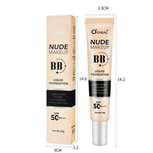 Miniatura 7 de O'CHEAL BB Cream con SPF 50+ Hidratante teñido de cobertura completa con base de polvo corrector construible, sin aceite, acabado hidratante
