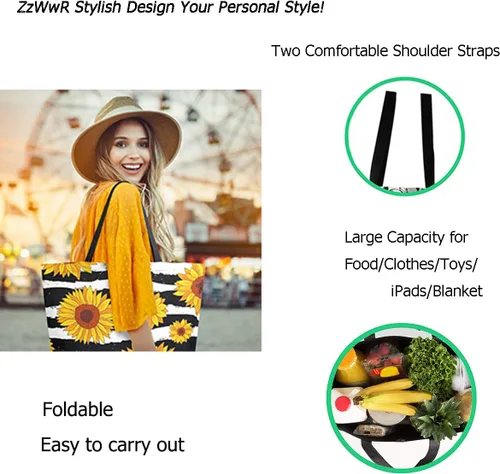 Miniatura 3 de Bolso de hombro extra grande con estampado de estilo de moda para viajes en la playa, fin de semana, gimnasio, compras de comestibles
