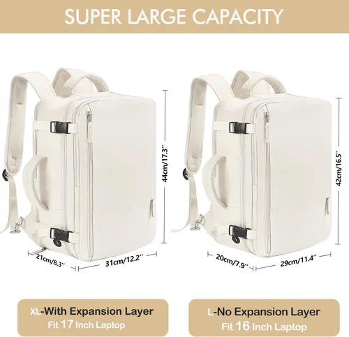 Miniatura 7 de Mochila de viaje Beraliy aprobada por aerolíneas para hombres y mujeres, Beige, Grande, Mochilas de viaje Negro