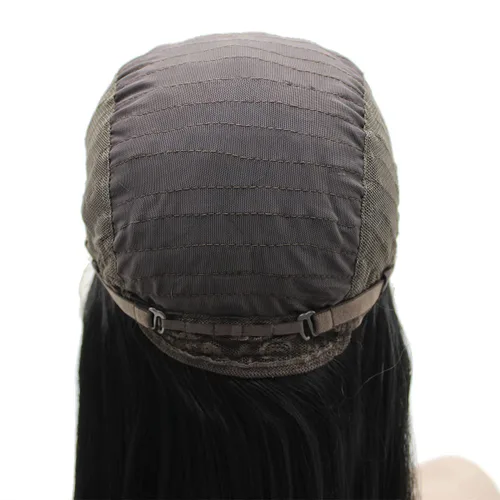 Miniatura 7 de Mxangel - Peluca de cabello sintético largo y lacio con encaje frontal, color negro, natural atado a mano, resistente al calor