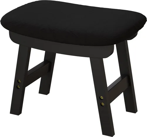 viewcare Reposapiés otomano pequeño, taburete negro - Taburete de pie de madera para sala de estar, dormitorio y cocina