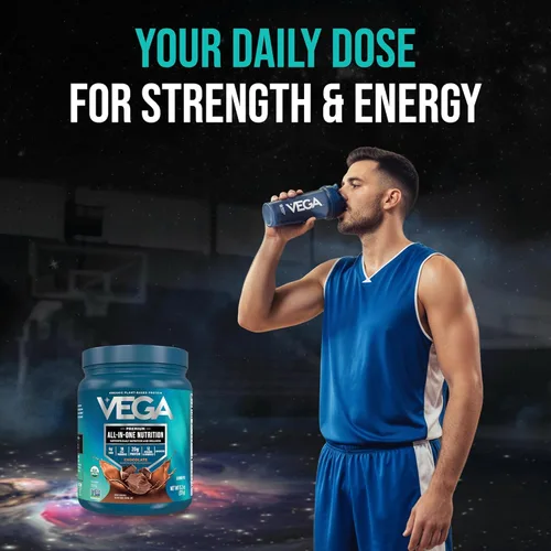 Miniatura 9 de Vega Organic All-in-One Proteína vegana en polvo sabor chocolate 9 porciones, ingredientes de superalimento, vitaminas para apoyo inmunológico