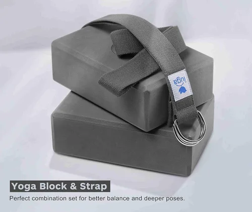 Miniatura 5 de IUGA Bloques de yoga con correa antideslizante de alta densidad de 9 x 6 x 3 pulgadas, bloque de yoga sólido y corcho con correa de yoga