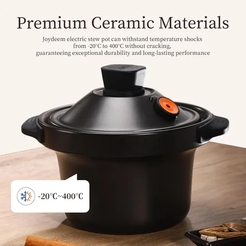 Miniatura 3 de Joydeem Olla eléctrica de 4 cuartos de galón, olla multifuncional de 500 W con interior de cerámica, sopa, gachas de avena, estofado, estofado
