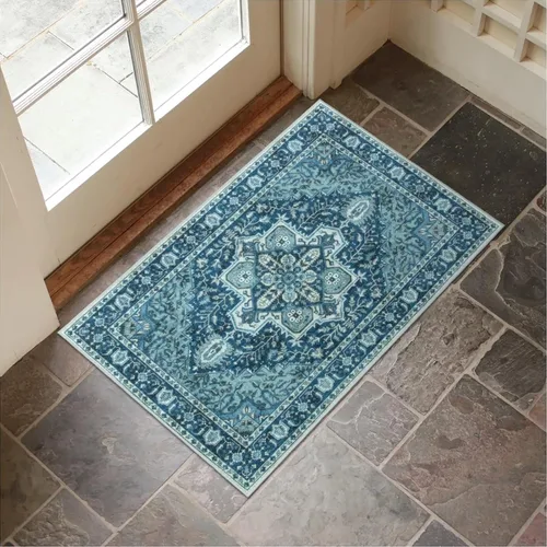 Miniatura 16 de Collive Tapete lavable para puerta de interior, antideslizante, alfombra de entrada retro de 20 x 32 pulgadas, tapete de entrada de absorción Multi