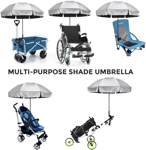 Miniatura 7 de G4Free Sombrilla universal UPF 50+ con abrazadera ajustable para exteriores, protección UV, silla de playa, sombrilla para cochecitos, sillas