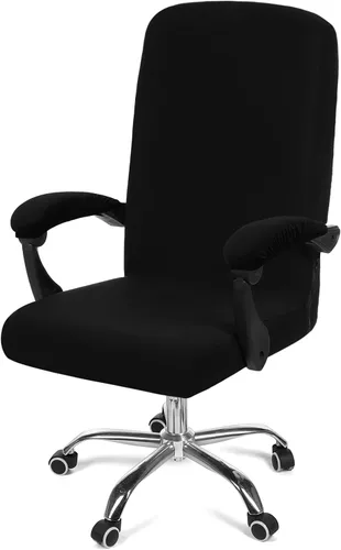 Miniatura 21 de Smiry - Fundas elásticas impresas para silla de oficina de computadora, fundas para sillas giratorias universales de escritorio, extraíbles, Negro
