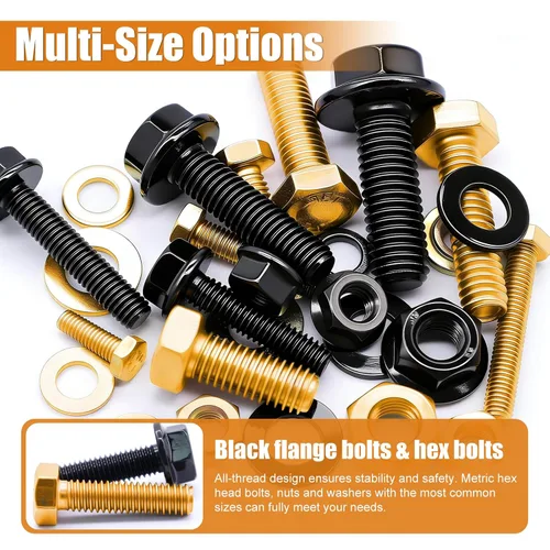 Miniatura 4 de mankk Kit surtido de pernos métricos de 1004 piezas y tornillos y tuercas de brida M4 M5 M6 M8 (0.472 in a 1.181 in) con tuercas y arandelas