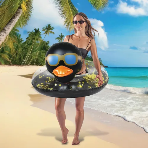 Miniatura 6 de POZA Flotador inflable de pato para piscina: vinilo resistente a los rayos UV, confeti de pato para piscina, flotador de piscina de animales, anillo
