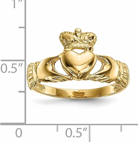 Miniatura 5 de Anillo Claddagh de oro amarillo de 14 quilates, joyería fina celta para mujer, regalos para ella, Oro, amarillo, oro amarillo
