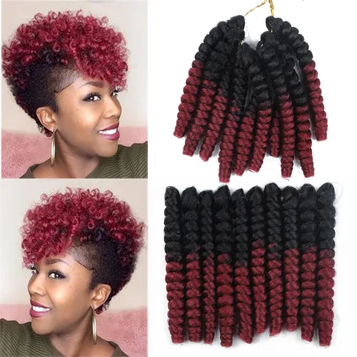 Miniatura 29 de Saniay - 3 paquetes de trenzas de ganchillo cortas trenzadas de ganchillo con espiral, rizos con espiral jamaicana, 20 mechones por paquete