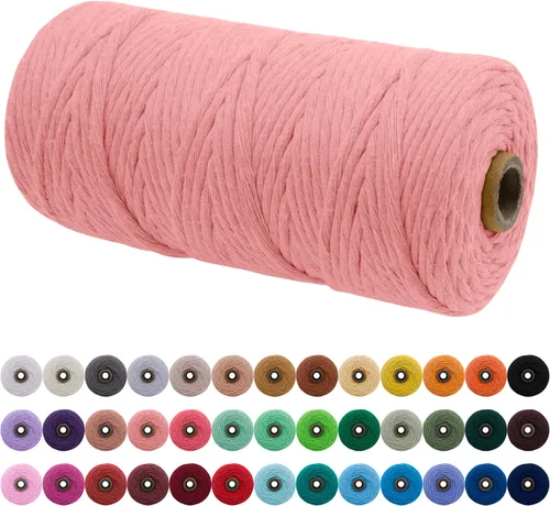 Miniatura 39 de JeogYong Cordón de macramé de un solo hilo 2mm x 164 yardas (492 pies) Cuerda de algodón suave, hilo de macramé 2 mm, suministros de macramé