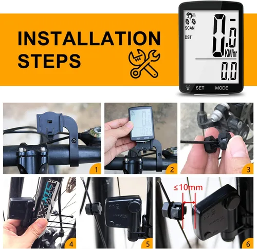 Miniatura 9 de Computadora inalámbrica para bicicleta, 20 multifunciones, velocímetro de bicicleta impermeable real, odómetro de ciclismo con pantalla LCD grande