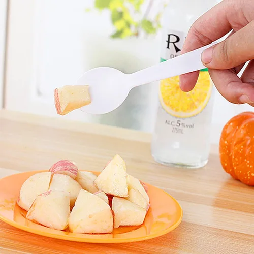 Miniatura 5 de 100 tenedores desechables de plástico ecológico, duradero, tenedores y cucharas 2 en 1, ideales para almuerzo, pícnics o restaurantes y suministros