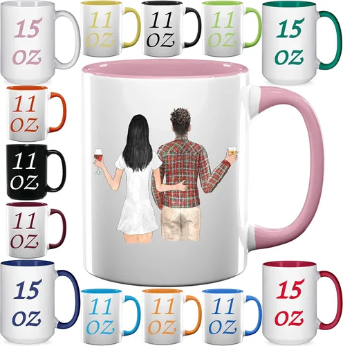 Tazas de café personalizadas - Texto personalizado, foto, logotipo, imagen de collage, nombre inicial taza de monograma y tazas mágicas de cerámica