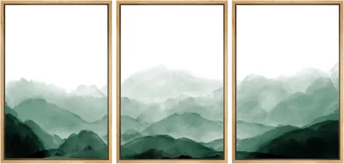 Miniatura 127 de SIGNWIN Lienzo enmarcado para pared, juego de arte tranquilo con reflejo de lago, acuarela, montaña y agua, ilustraciones modernas, arte abstracto