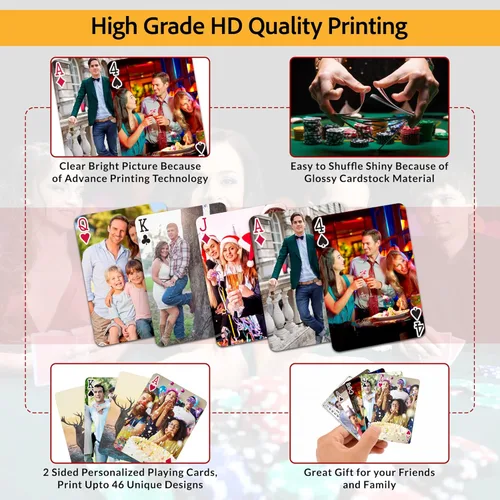 Miniatura 5 de Naipes personalizados con foto, baraja de cartas personalizadas de 2 caras, imprime 46 diseños, imágenes y crea tu propio regalo personalizado