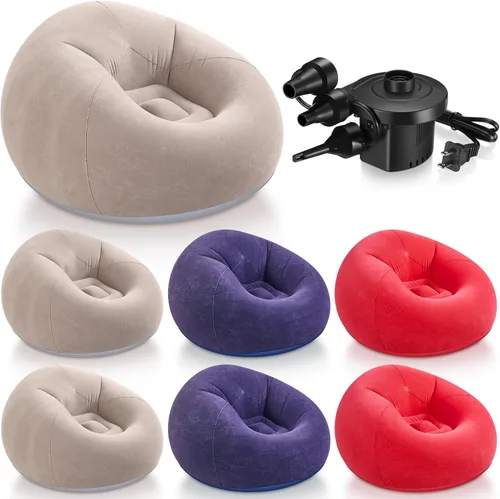 Miniatura 27 de Realspring 6, 9, 12 piezas de puf inflables para adultos con bomba de aire eléctrica, sofá plegable portátil inflable para acampar nocturno de cine