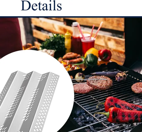 Miniatura 3 de Piezas de repuesto para parrilla, paquete de 3 protectores de placa de calor con 3 tubos quemadores de gas para parrilla americana al aire libre