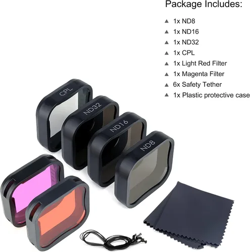 Miniatura 9 de GEPULY Juego de 6 filtros de lente de cámara para GoPro Hero7 6 5 Black 2018, 3 filtros ND (ND8/ND16/ND32), filtro CPL, filtros rojo claro/magenta