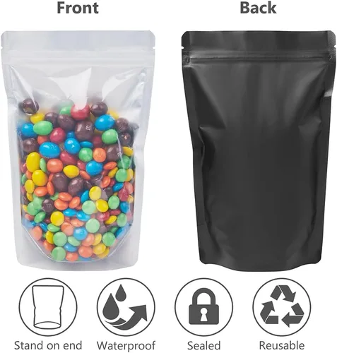 Miniatura 2 de 100 bolsas de Mylar resellables con ventana frontal transparente, embalaje comestible a prueba de olores, bolsas verticales para almacenamiento