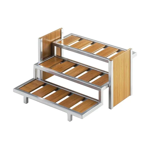 Cal Mil 1474 Eco Modern - Expositor para 9 tarros, 13.75 pulgadas de ancho x 13.75 pulgadas de profundidad x 7 pulgadas de alto, color plateado