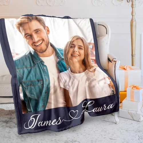 Gowelly Manta personalizada con texto fotográfico, manta personalizada con imágenes para adultos, regalos de aniversario personalizados de