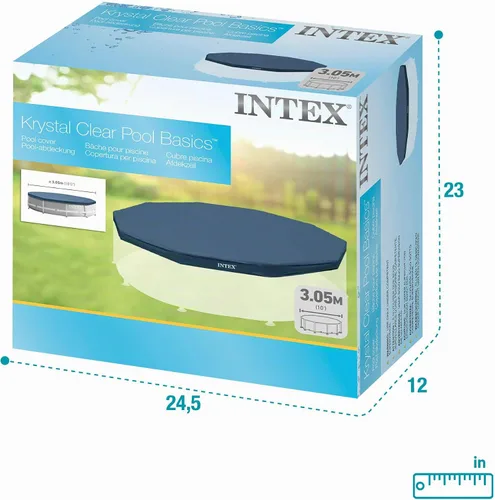 Miniatura 8 de CUBIERTA DE ALBERCA INTEX 28030E: Para piscinas de 10 pies con marco redondo de metal – Incluye cuerda de atado – Orificios de drenaje – Sobresalida