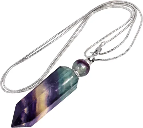 Miniatura 10 de TUMBEELLUWA Collar con colgante de piedra de aromaterapia con difusor de aceites esenciales, unisex, collar de piedras preciosas de punto de cristal