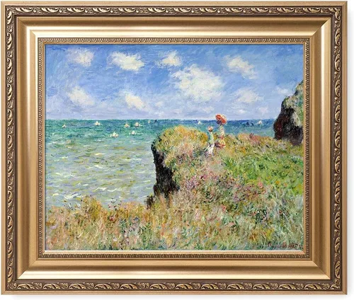 Miniatura 77 de Pinturas clásicas mundiales de Claude Monet Impresión giclée sobre lienzo alargado, pieza de galería para colgar y decorar el hogar, The CliffWalk