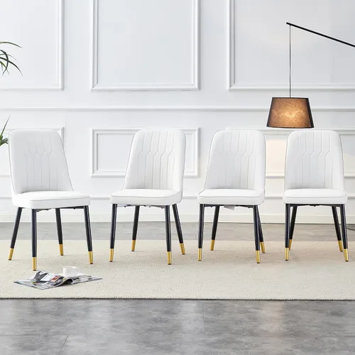 Miniatura 12 de Juego de 2 sillas de comedor, sillas de comedor modernas, equipadas con cojines de respaldo de cuero PU y patas de metal negro, adecuadas