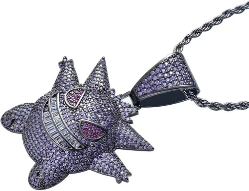Miniatura 3 de KMASAL Jewelry Men Hip Hop Iced Out Bling CZ Diamond Vampire Mask & Bull Pendant 18K Gold and Silver Plated with 24 Inch Rope Chain