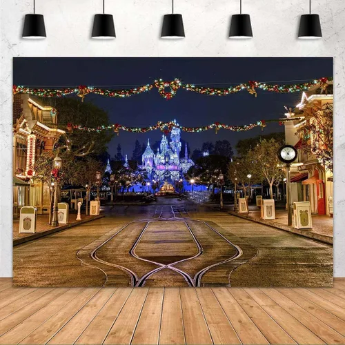BJMYMT95 - Telón de fondo para patio de juegos infantil para decoración de fiesta de cumpleaños, parque de atracciones para niños, vista nocturna,