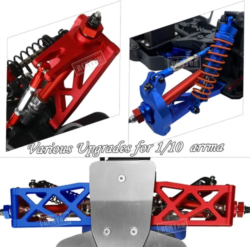 Miniatura 7 de Pieza de mejoras para 1/10 Vorteks/Granite/Senton 4x4 3S Blx Mega 550, amortiguadores RC, eje de transmisión, brazo de suspensión delantero y Rojo