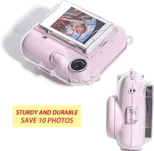 Miniatura 3 de Funda transparente Mini 12 con bolsillo para película para cámara instantánea Fujifilm Instax Mini 12, vitrina con correa de hombro ajustable Funda